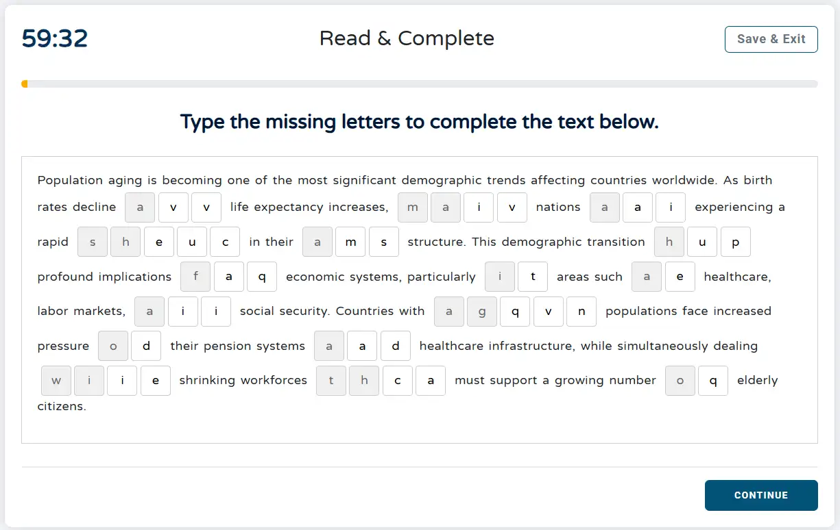 Reading module of free Duolingo mock test online with real exam simulation on Prep27