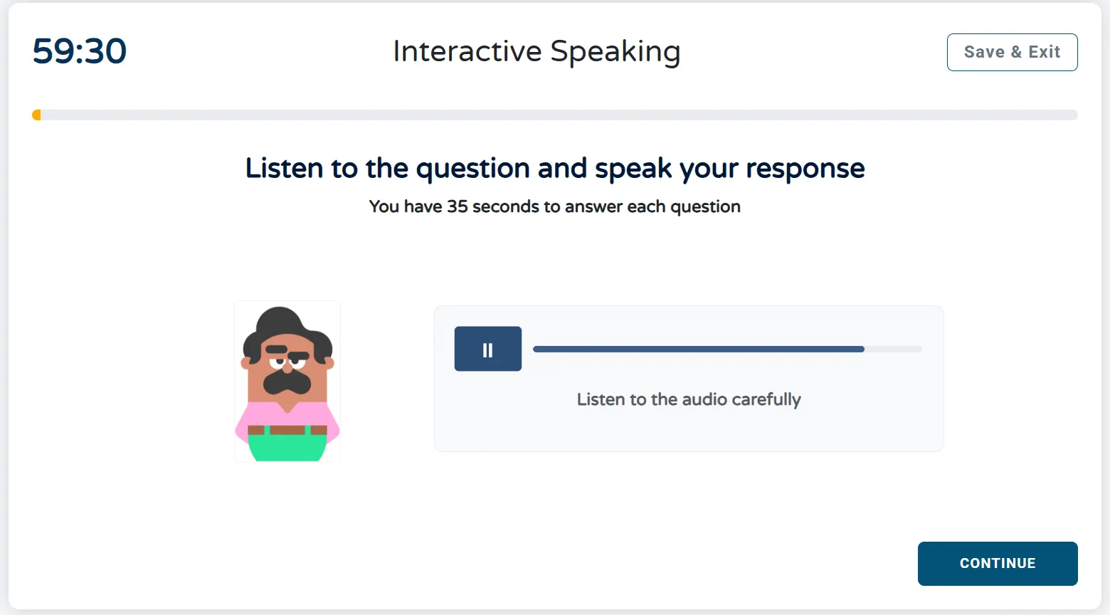 Speaking module of free Duolingo mock test online with real exam simulation on Prep27